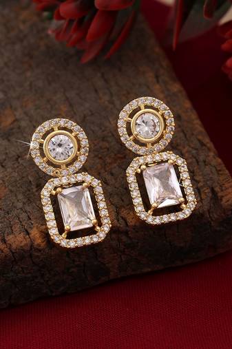 White color american diamond earrings