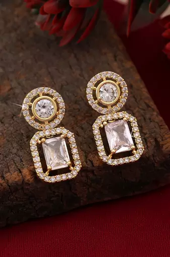 White color american diamond earrings