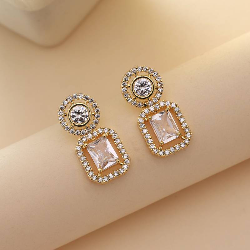 White color american diamond earrings