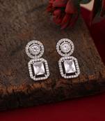 Silver color american diamond earrings