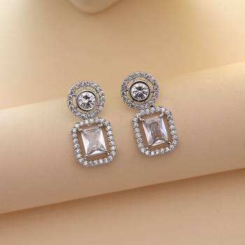 Silver color american diamond earrings 2
