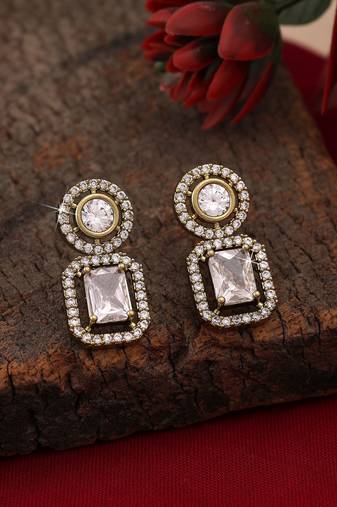White color american diamond earrings
