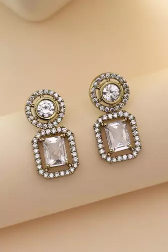 White color american diamond earrings