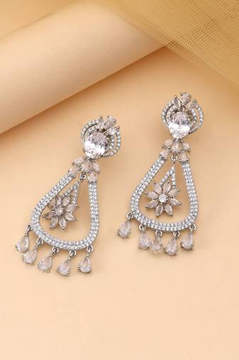 Silver color american diamond earrings