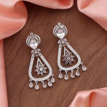 Silver color american diamond earrings 2