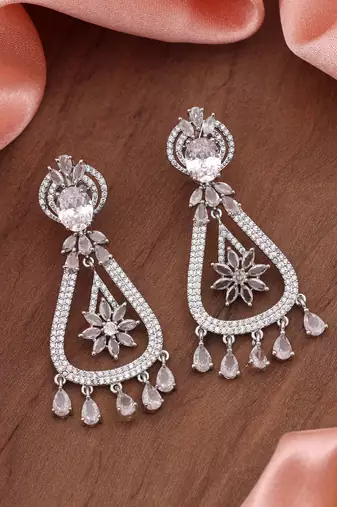 Silver color american diamond earrings