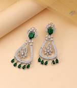Green color american diamond earrings