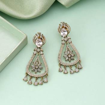 White color american diamond earrings 1