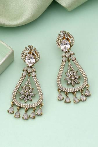 White color american diamond earrings