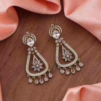 White color american diamond earrings 2