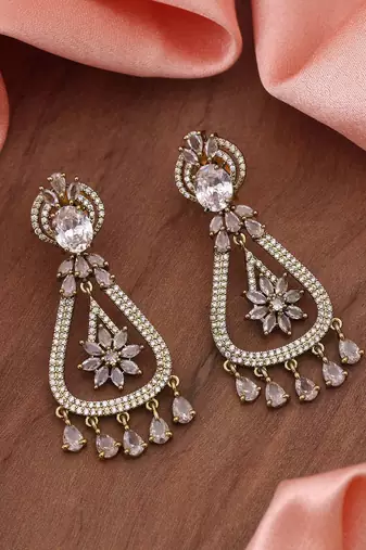 White color american diamond earrings