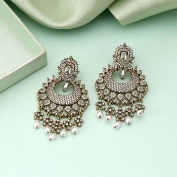 White color american diamond earrings 1