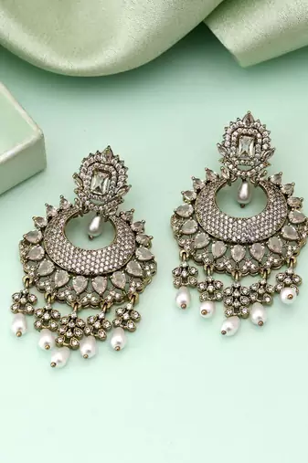 White color american diamond earrings