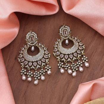 White color american diamond earrings 2