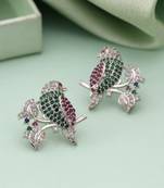 Rani & green color american diamond earrings