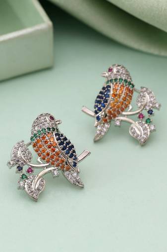 Multi color american diamond earrings