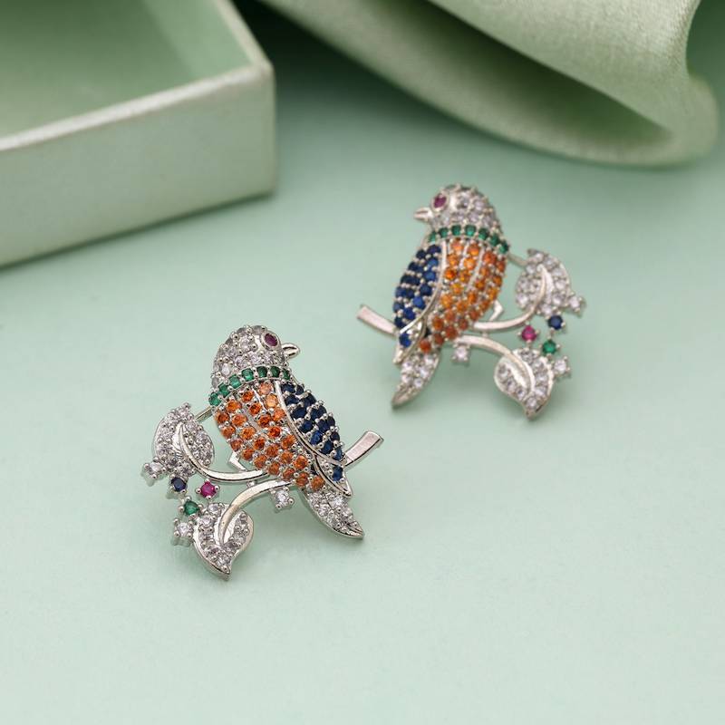Multi color american diamond earrings