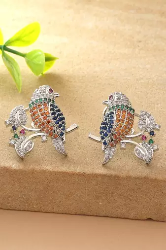 Multi color american diamond earrings