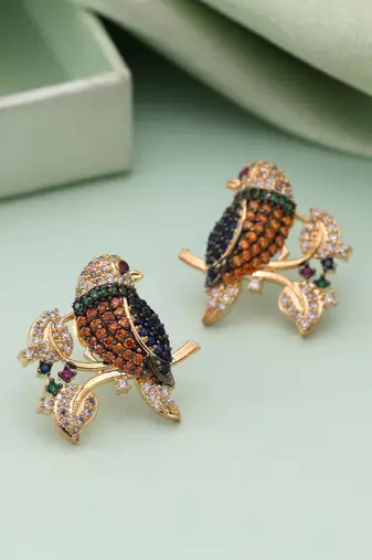 Multi color american diamond earrings