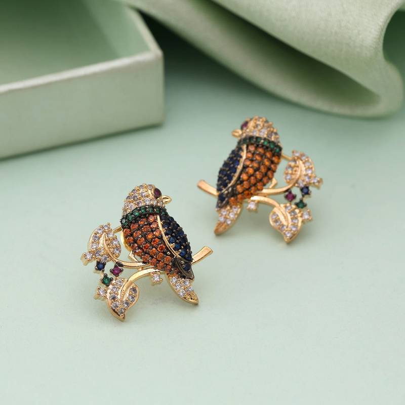 Multi color american diamond earrings