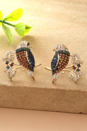 Multi color american diamond earrings
