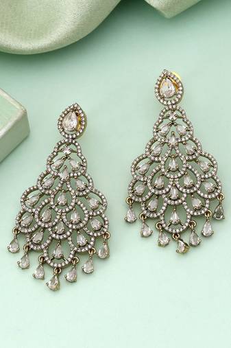 White color american diamond earrings