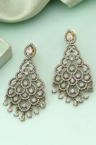 White color american diamond earrings