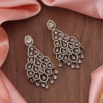 White color american diamond earrings 2