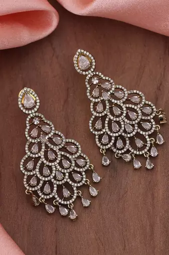 White color american diamond earrings