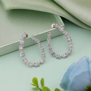 Silver color american diamond earrings 1