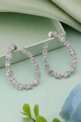 Silver color american diamond earrings