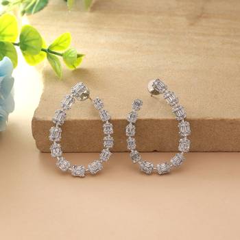 Silver color american diamond earrings 2