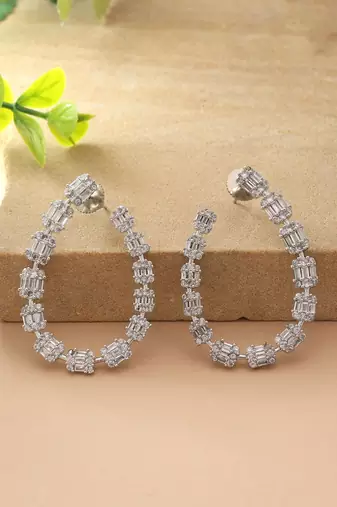 Silver color american diamond earrings
