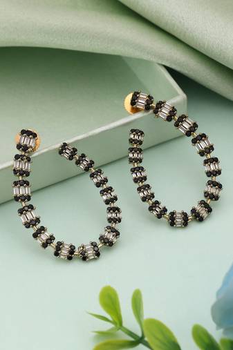 Black color american diamond earrings