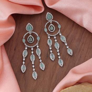 Pista green color american diamond earrings 2
