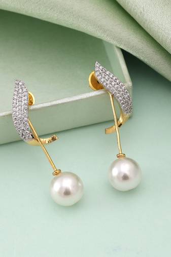 White color american diamond earrings
