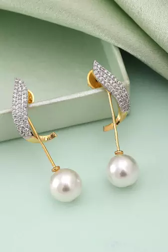 White color american diamond earrings