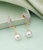 White color american diamond earrings