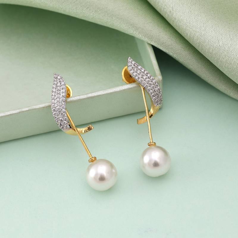 White color american diamond earrings