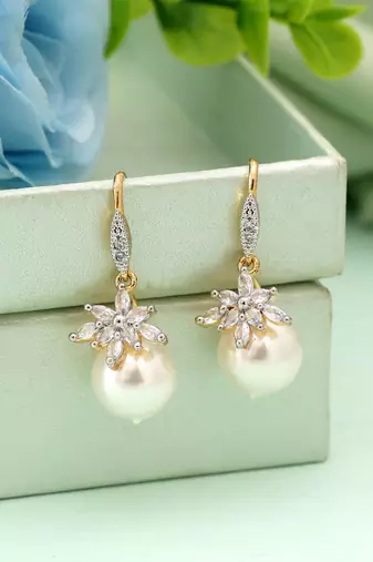 White color american diamond earrings