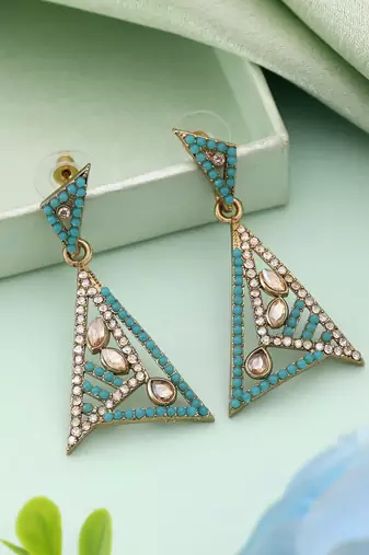 Firozi color fashion earrings