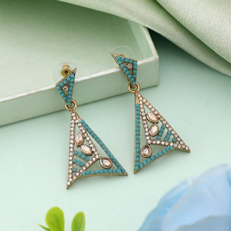 Firozi color fashion earrings