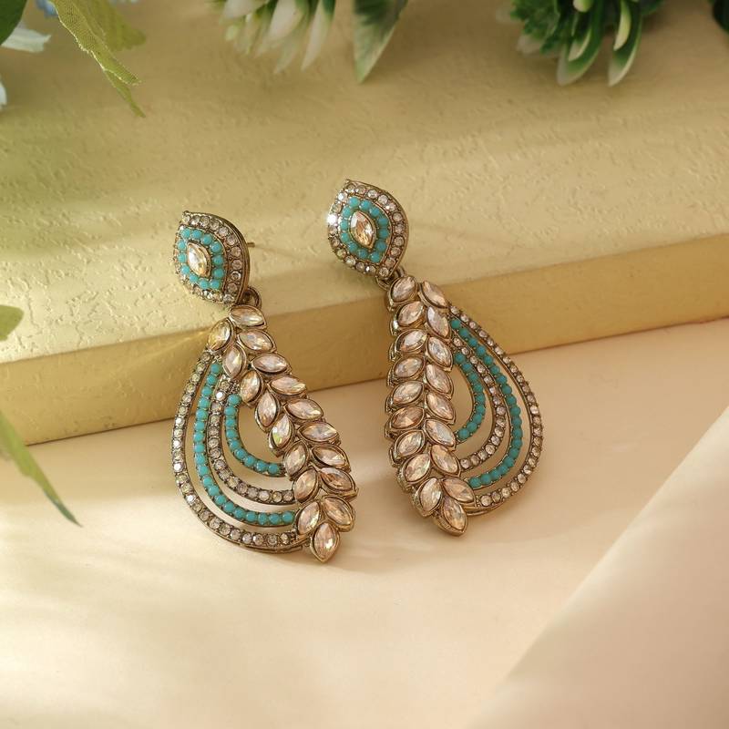 Firozi color fashion earrings