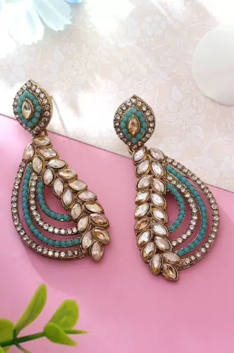 Firozi color fashion earrings