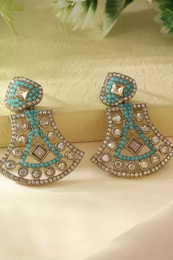 Firozi color fashion earrings