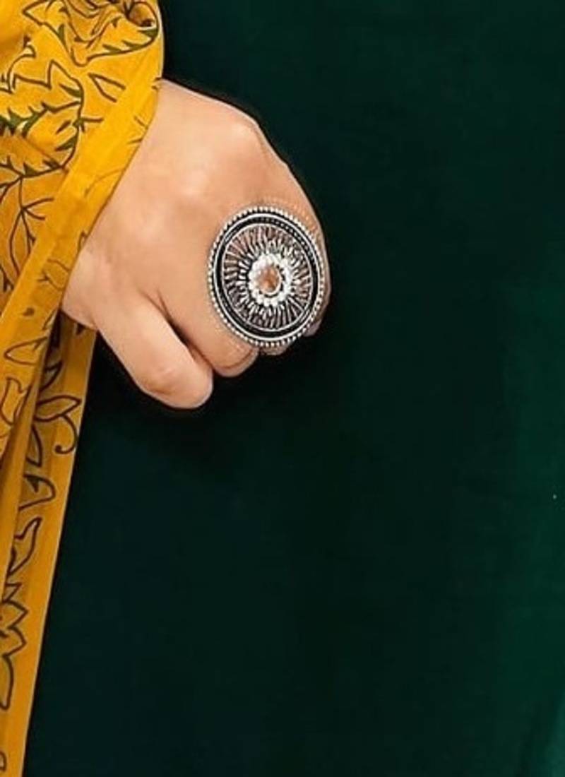 Floral embroidered round neck pure cotton kurta trosuer & dupatta set