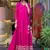 Floral embroidered v neck  cotton kurta trosuer & dupatta set