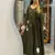 Floral embroidered v neck  cotton kurta trosuer & dupatta set