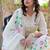 Floral embroidered v neck pure cotton kurta trosuer & dupatta set