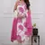 Floral embroidered round neck  cotton kurta trosuer & dupatta set